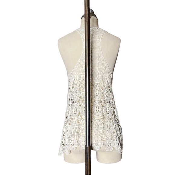 Lauren Conrad Cream Crochet Racerback Tank size Small - Picture 7 of 16